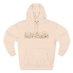 Floral Meadow Fleece Hoodie — Soft Boho Wildflower Stripe Design