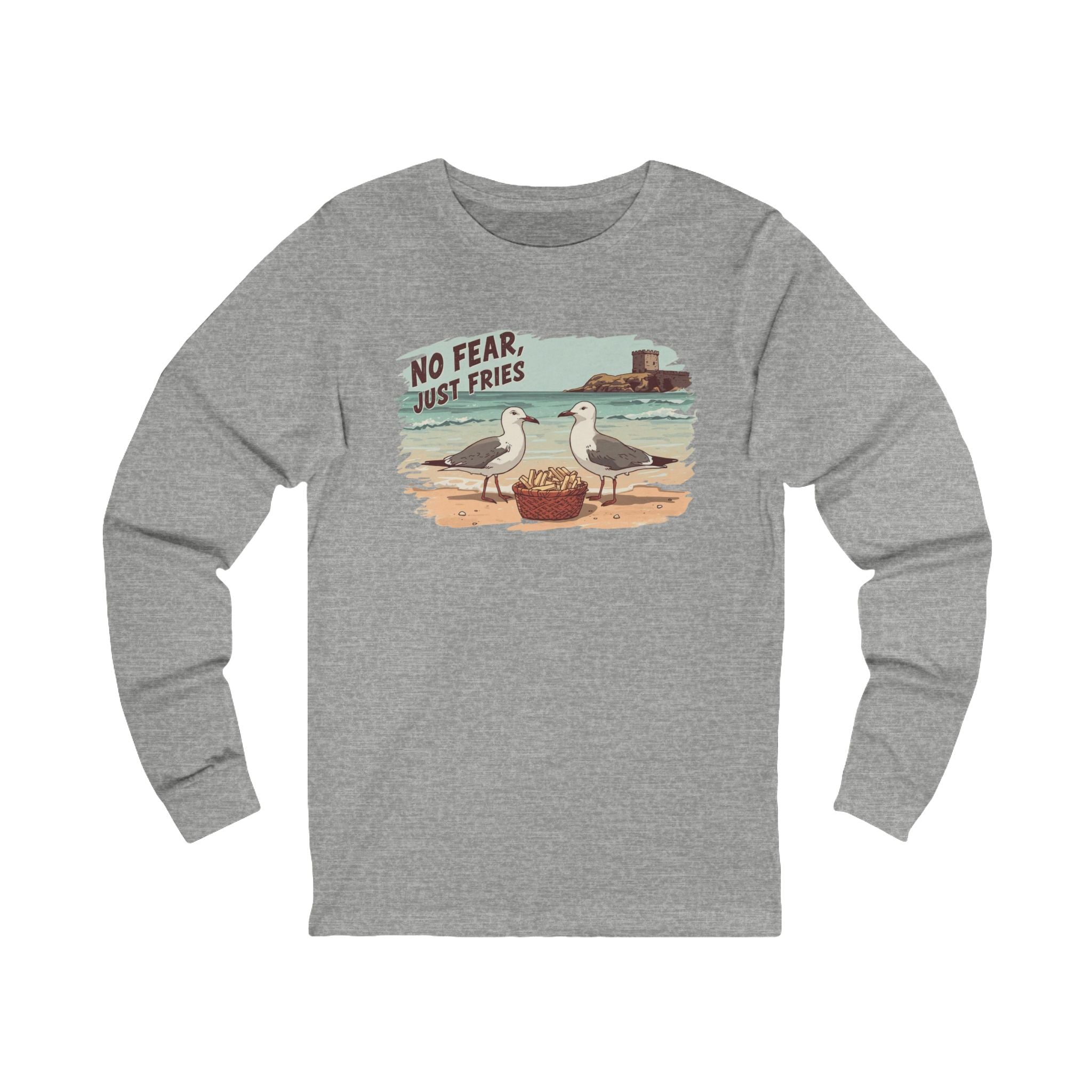 No Fear Just Fries Long Sleeve Tee — Seagull Beach Graphic Shirt