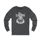 Highland Cow Sketch Long Sleeve Tee — Rustic Farm Animal Graphic Shirt