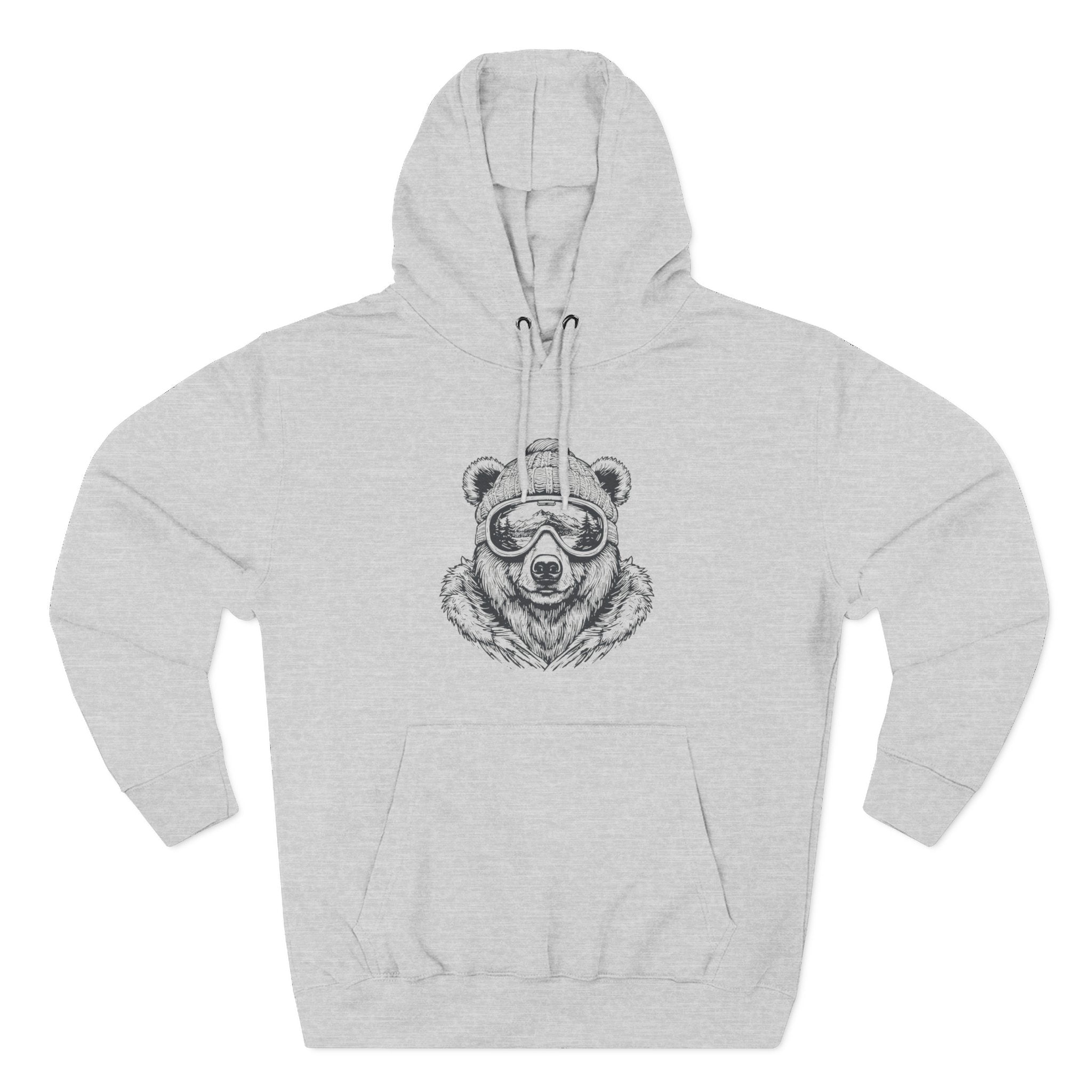 Bear Sketch Hoodie — Cool Bear with Sunglasses Fleece Pullover