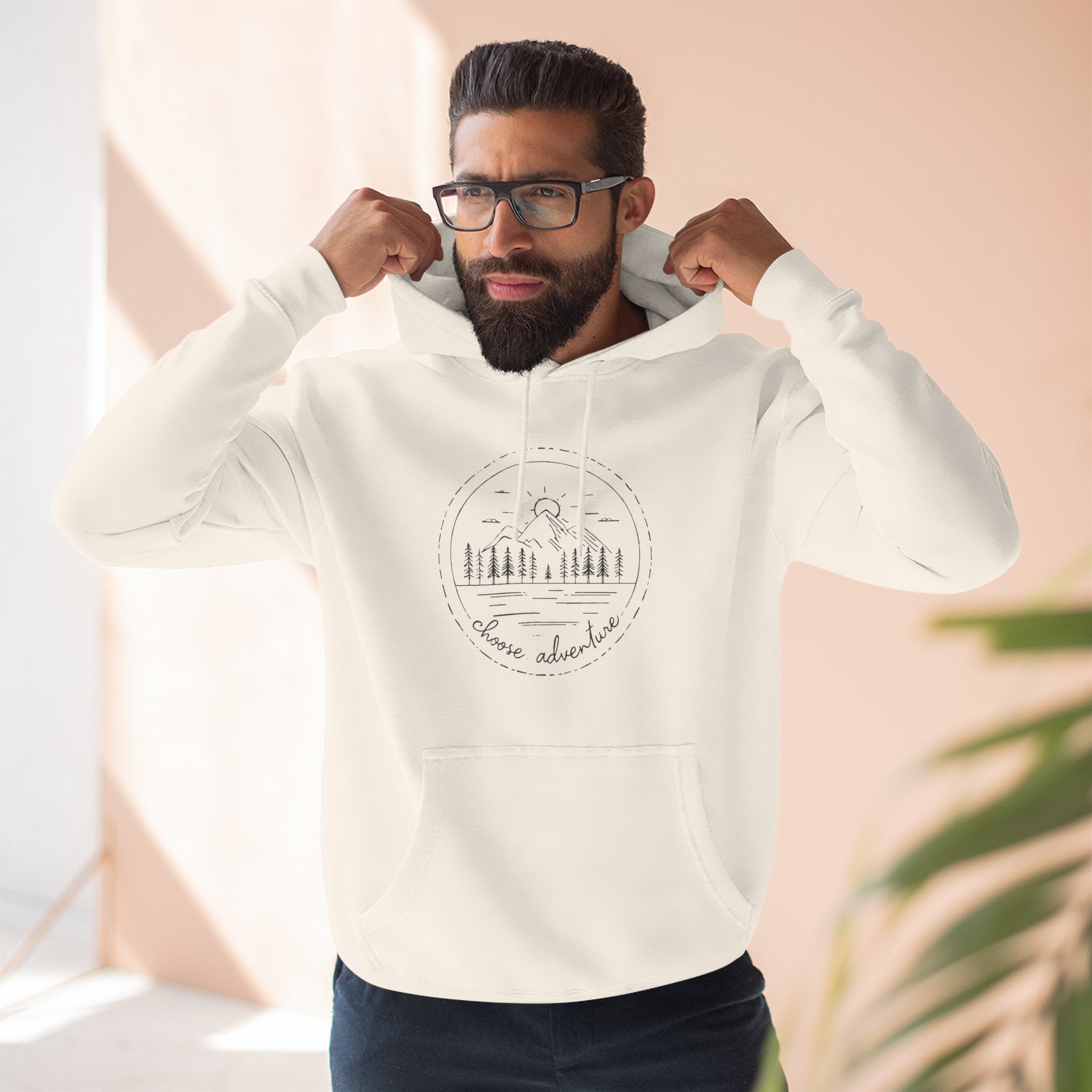 Cozy Minimalist 'Three-Panel' Fleece Hoodie — Soft White Pullover