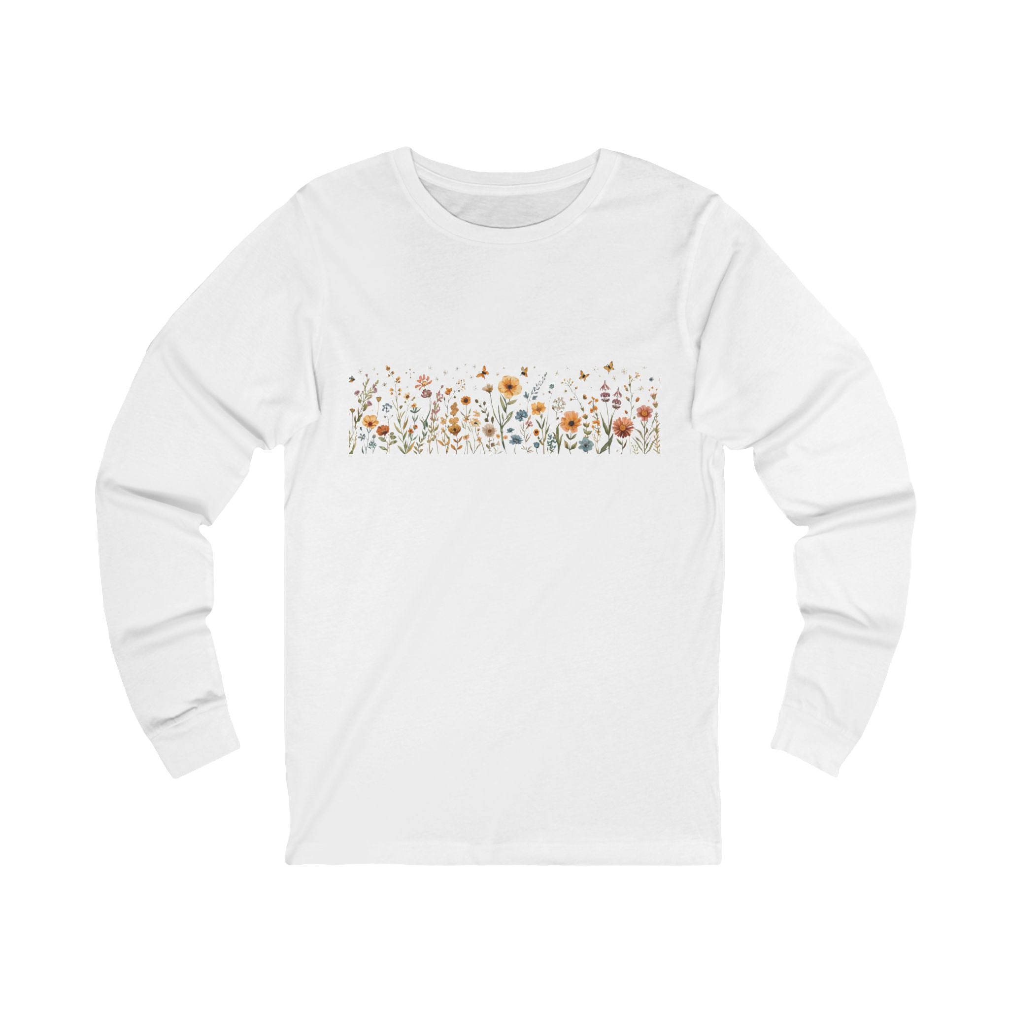 Long Sleeve Tee — Delicate Wildflower Field Graphic