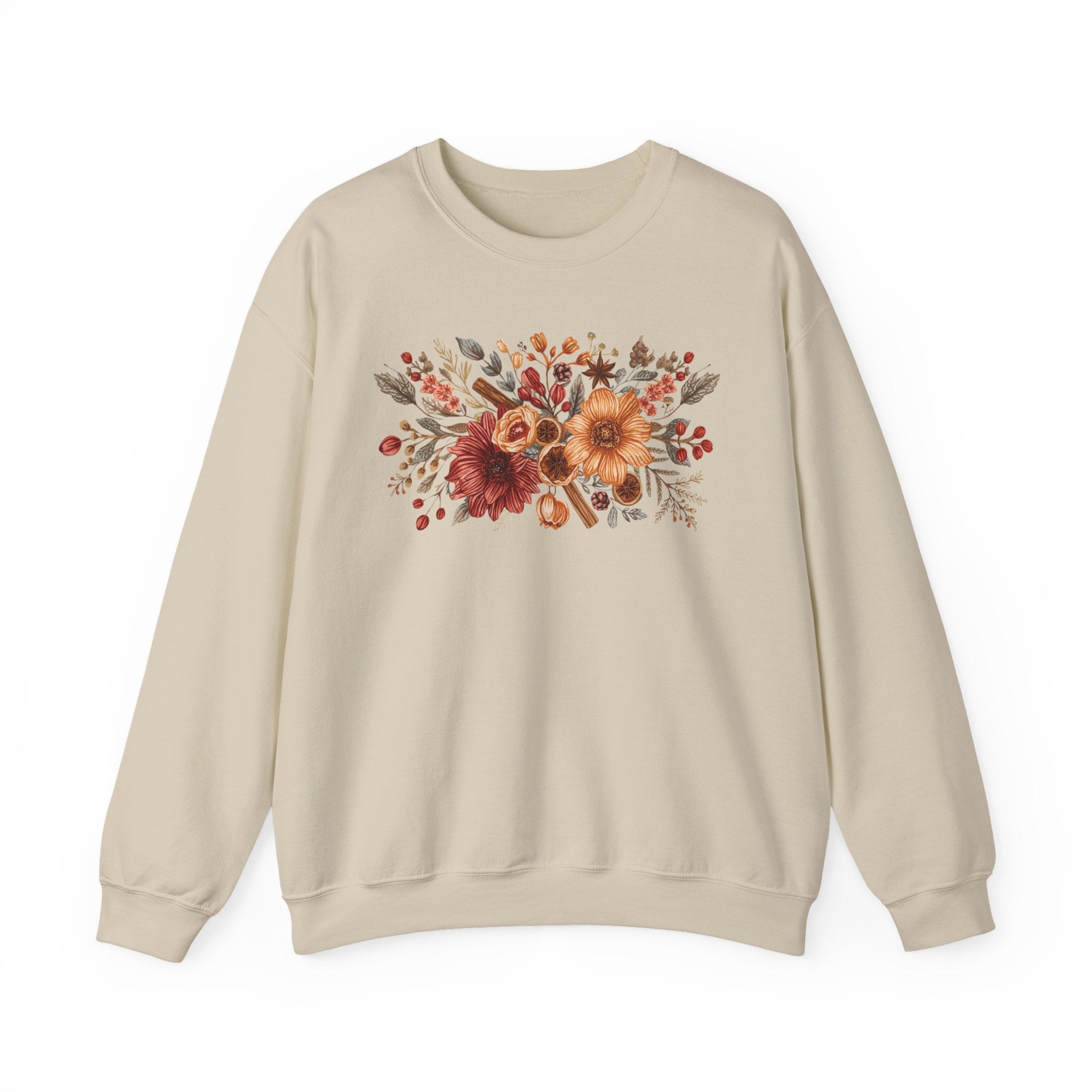 Fall Floral Crewneck Sweatshirt — Rust Sunflower Bouquet