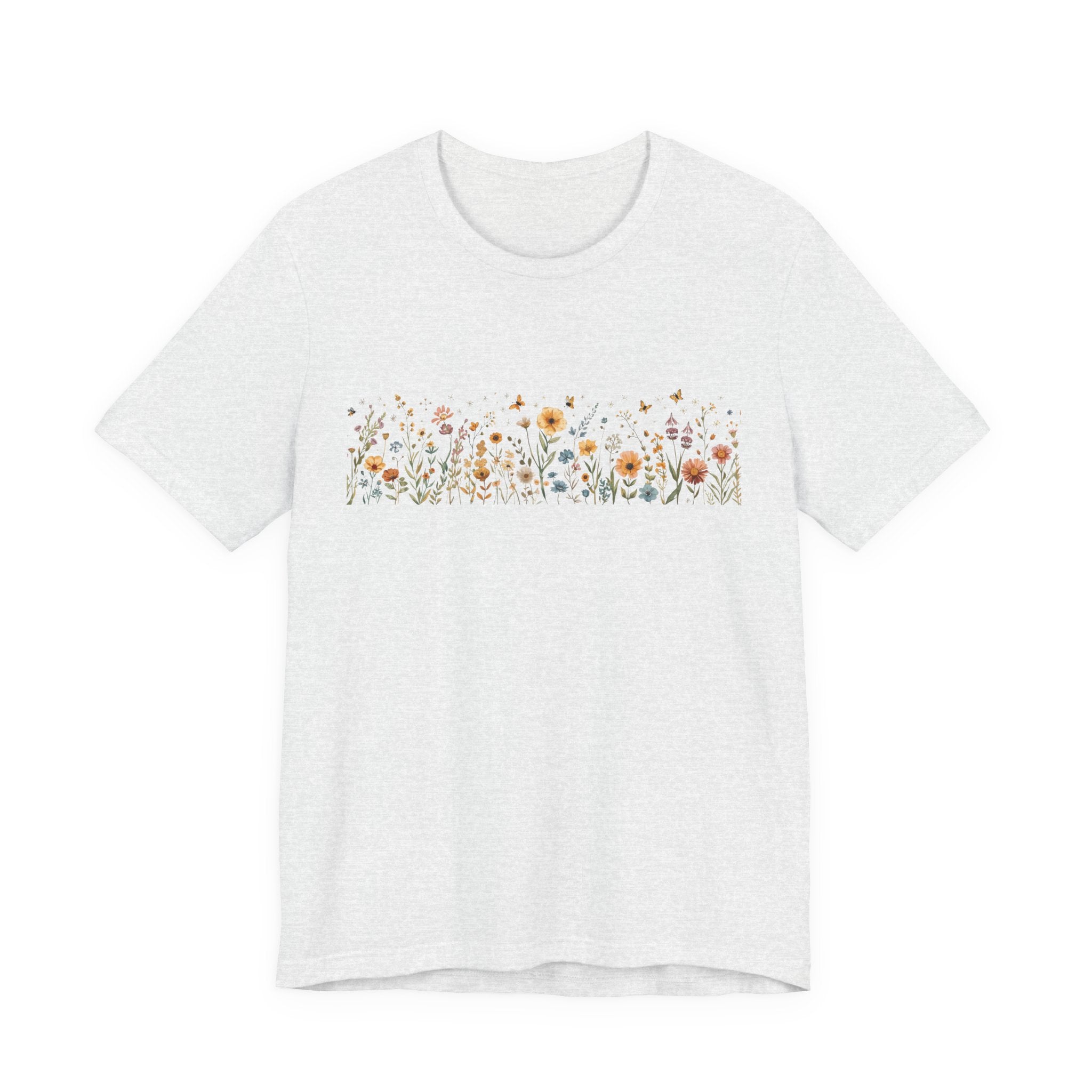 Floral Meadow Stripe Tee — Wildflower Band Graphic T-Shirt