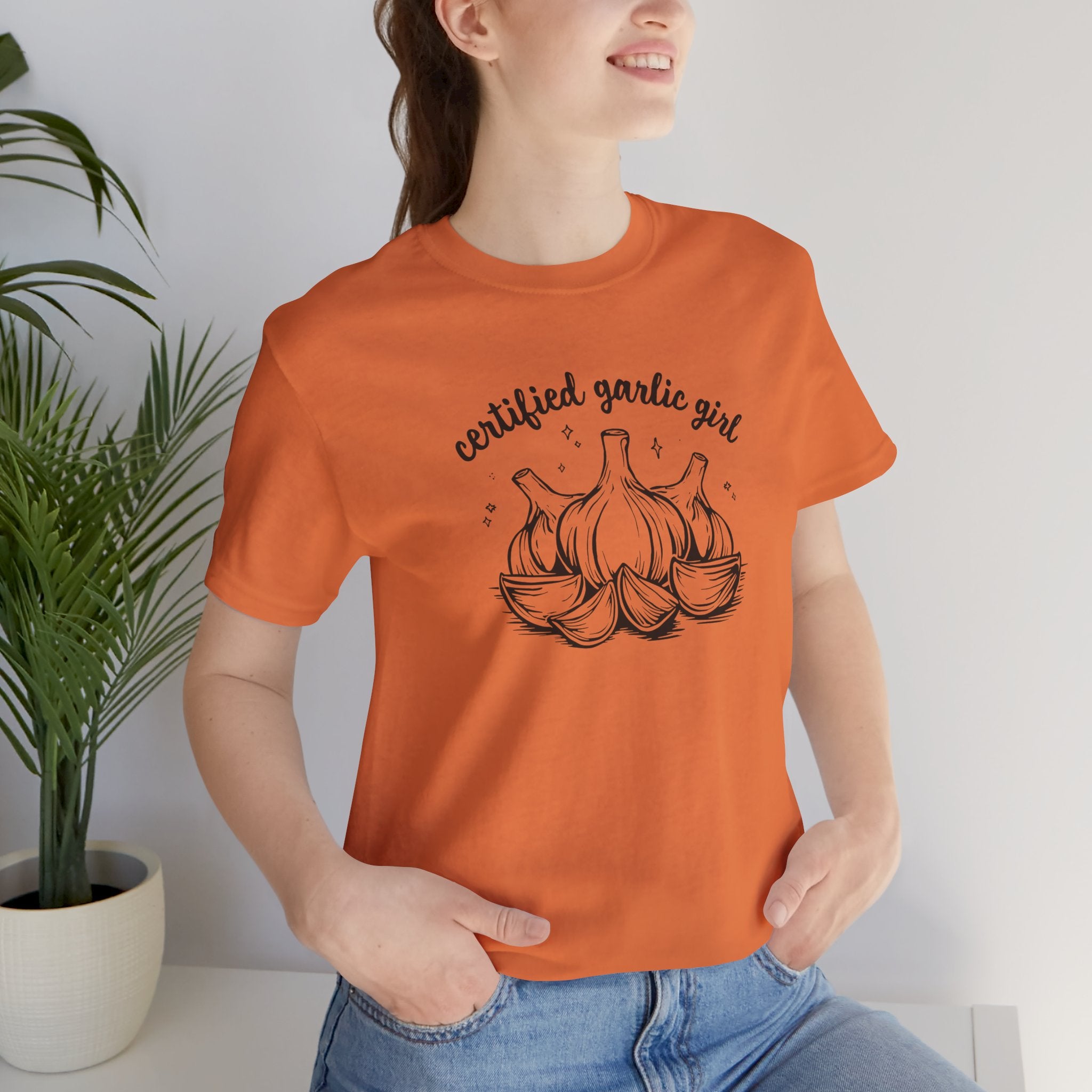 Certified Garlic Girl T‑Shirt — Cute Garlic Illustration Tee for Foodies & Gardeners
