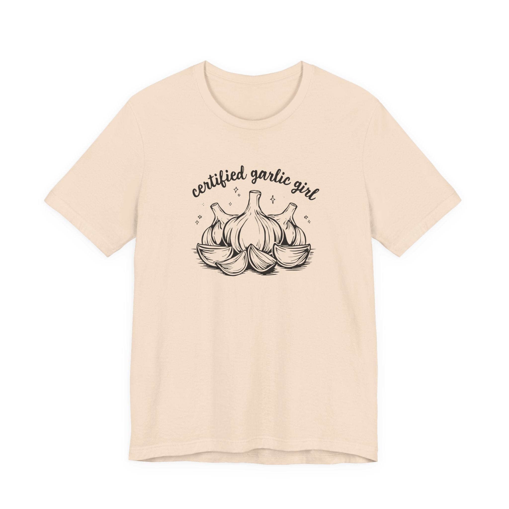Certified Garlic Girl T‑Shirt — Cute Garlic Illustration Tee for Foodies & Gardeners