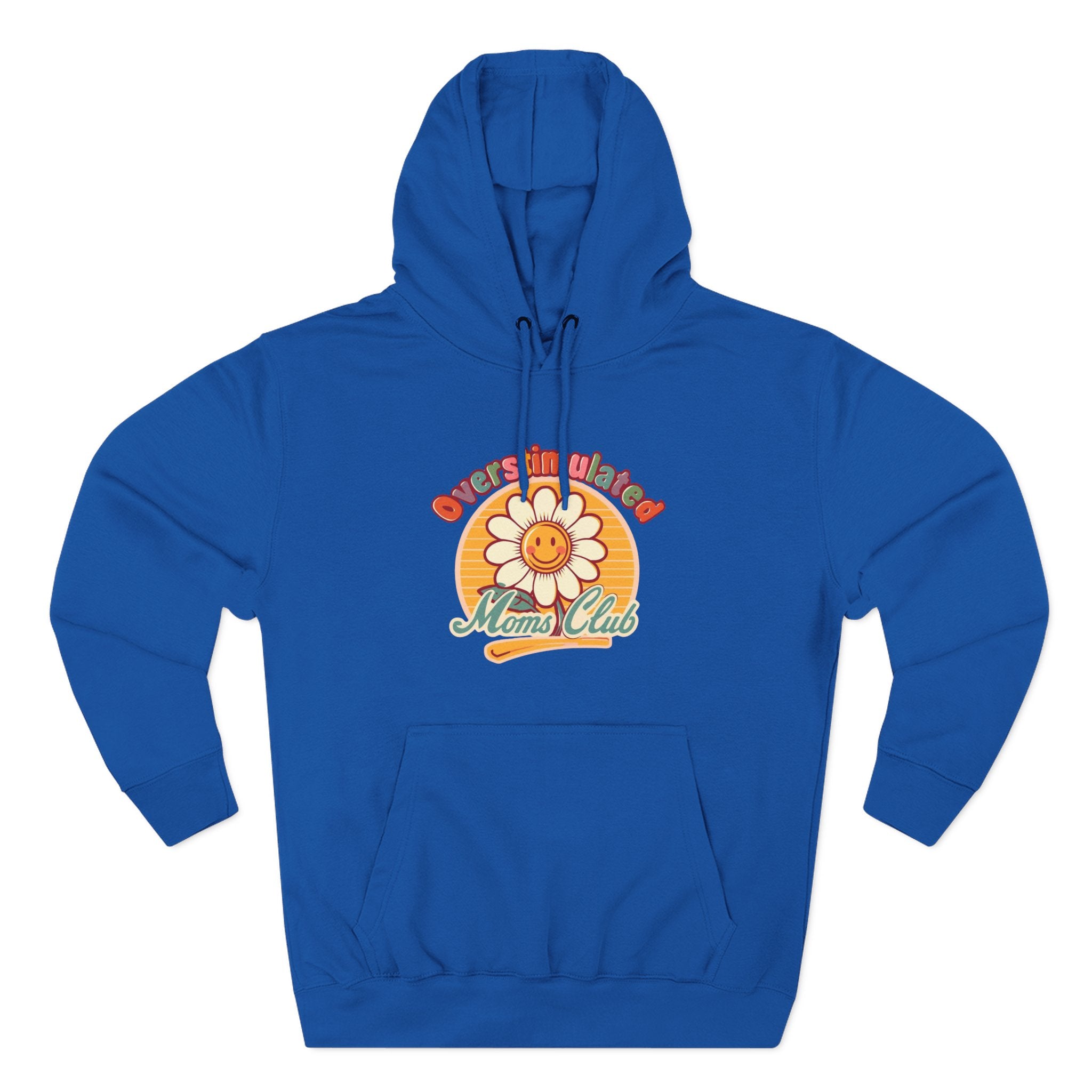 Retro "Moms Club" Fleece Hoodie — Sunshine Flower Graphic