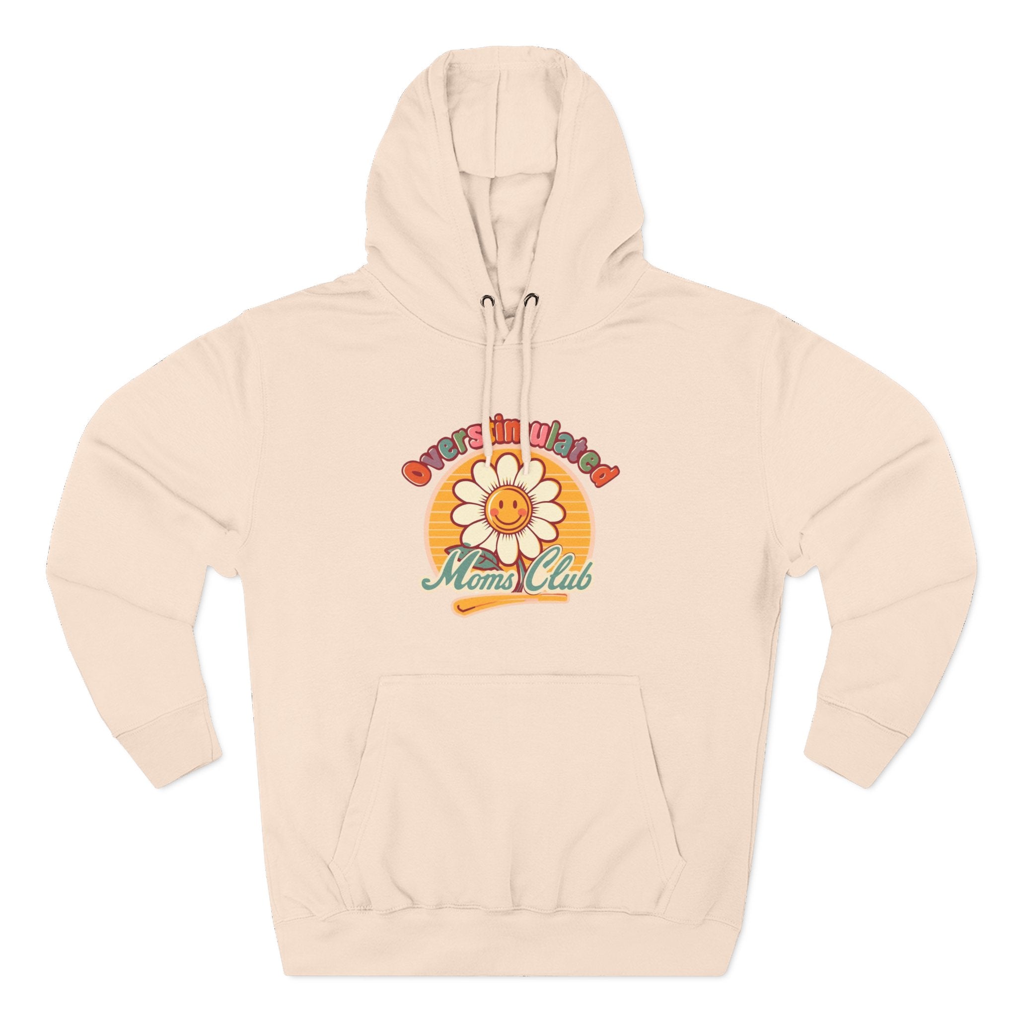 Retro "Moms Club" Fleece Hoodie — Sunshine Flower Graphic