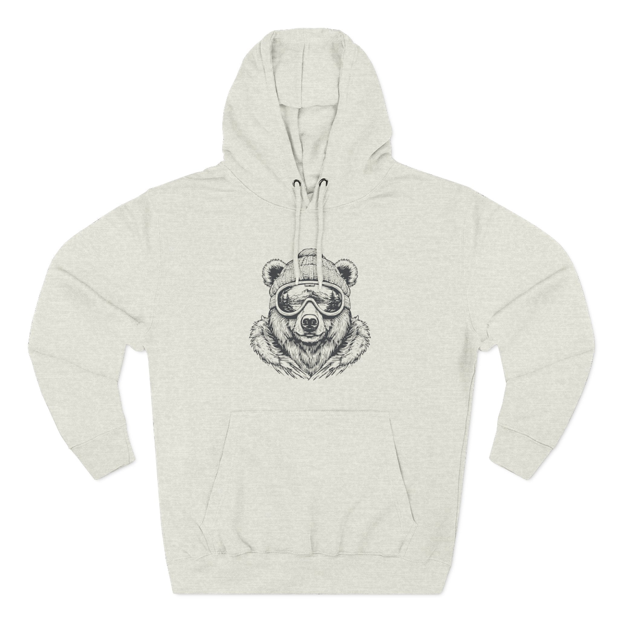 Bear Sketch Hoodie — Cool Bear with Sunglasses Fleece Pullover