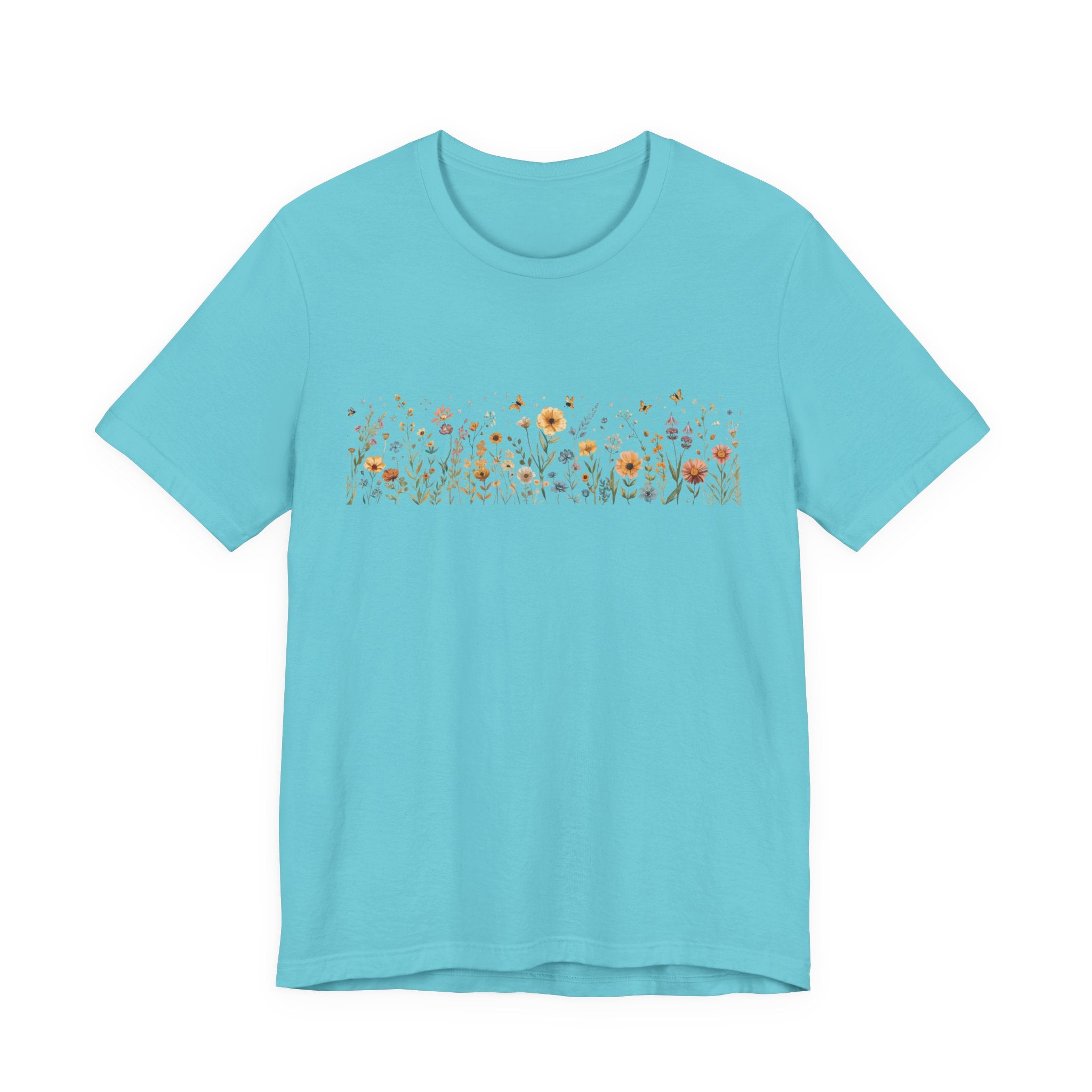 Floral Meadow Stripe Tee — Wildflower Band Graphic T-Shirt