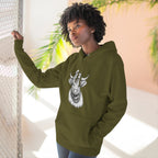 Highland Cow Sketch Hoodie - Detailed Bull Head Graphic Fleece Pullover