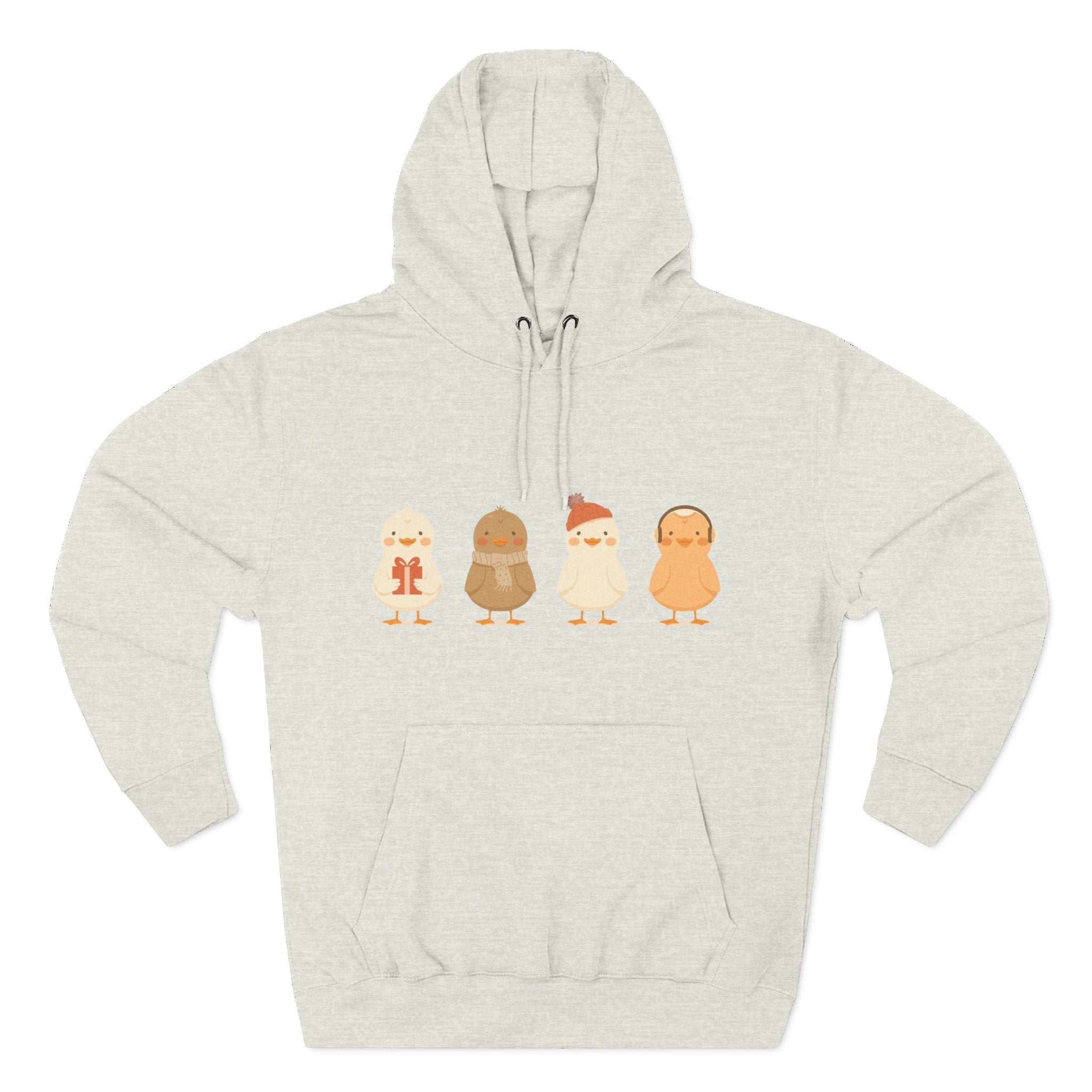 Cute Chick Squad Hoodie — Four Cartoon Chicks Illustration Hooded Sweatshirt