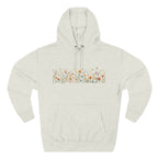 Floral Meadow Fleece Hoodie — Soft Boho Wildflower Stripe Design