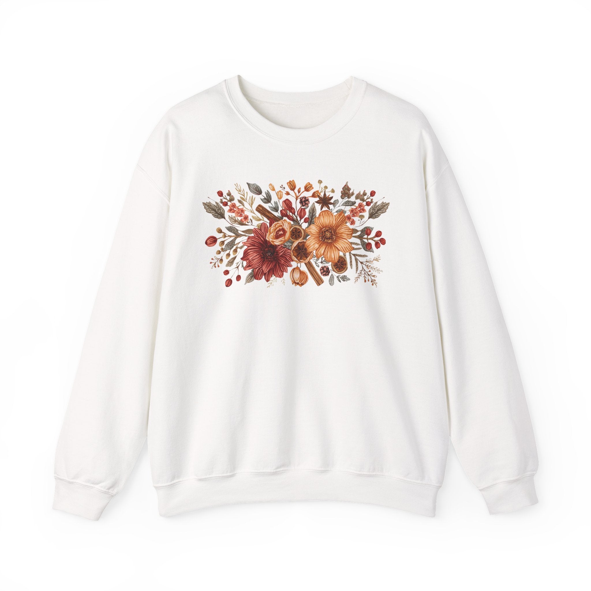 Fall Floral Crewneck Sweatshirt — Rust Sunflower Bouquet