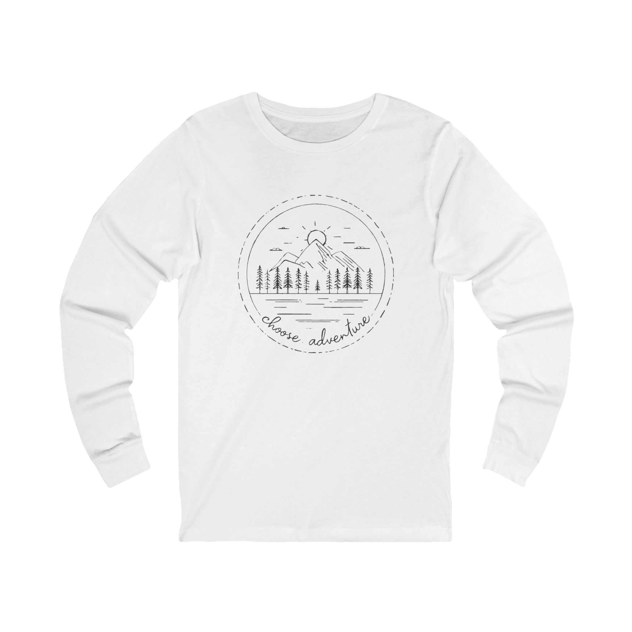 Adventure Vibes Long Sleeve Tee — 'Choose Adventure' Mountain Forest Graphic