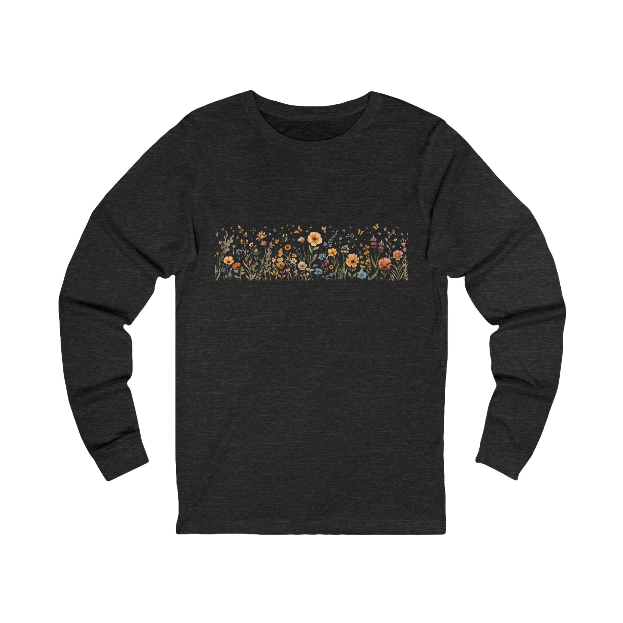 Long Sleeve Tee — Delicate Wildflower Field Graphic