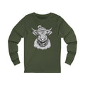 Highland Cow Sketch Long Sleeve Tee — Rustic Farm Animal Graphic Shirt