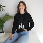 Winter Pines Crewneck Sweatshirt — Snowy Forest Holiday Sweatshirt