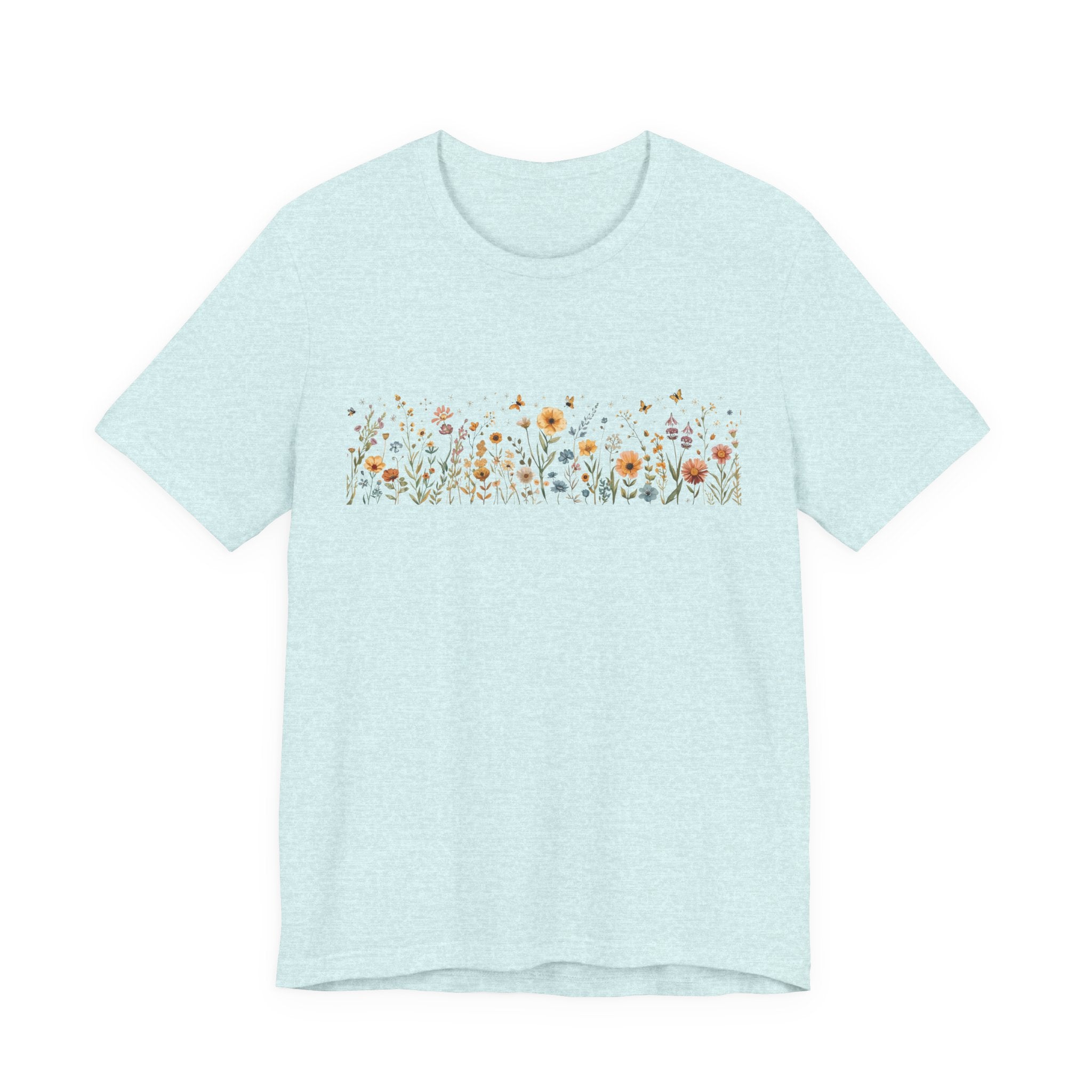 Floral Meadow Stripe Tee — Wildflower Band Graphic T-Shirt