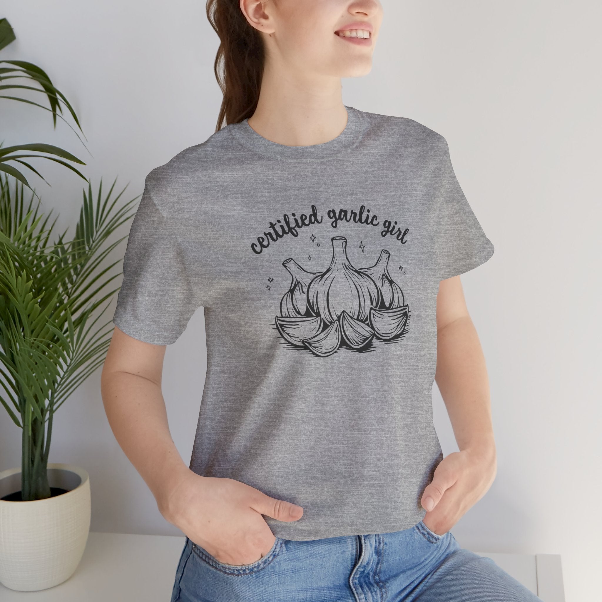 Certified Garlic Girl T‑Shirt — Cute Garlic Illustration Tee for Foodies & Gardeners