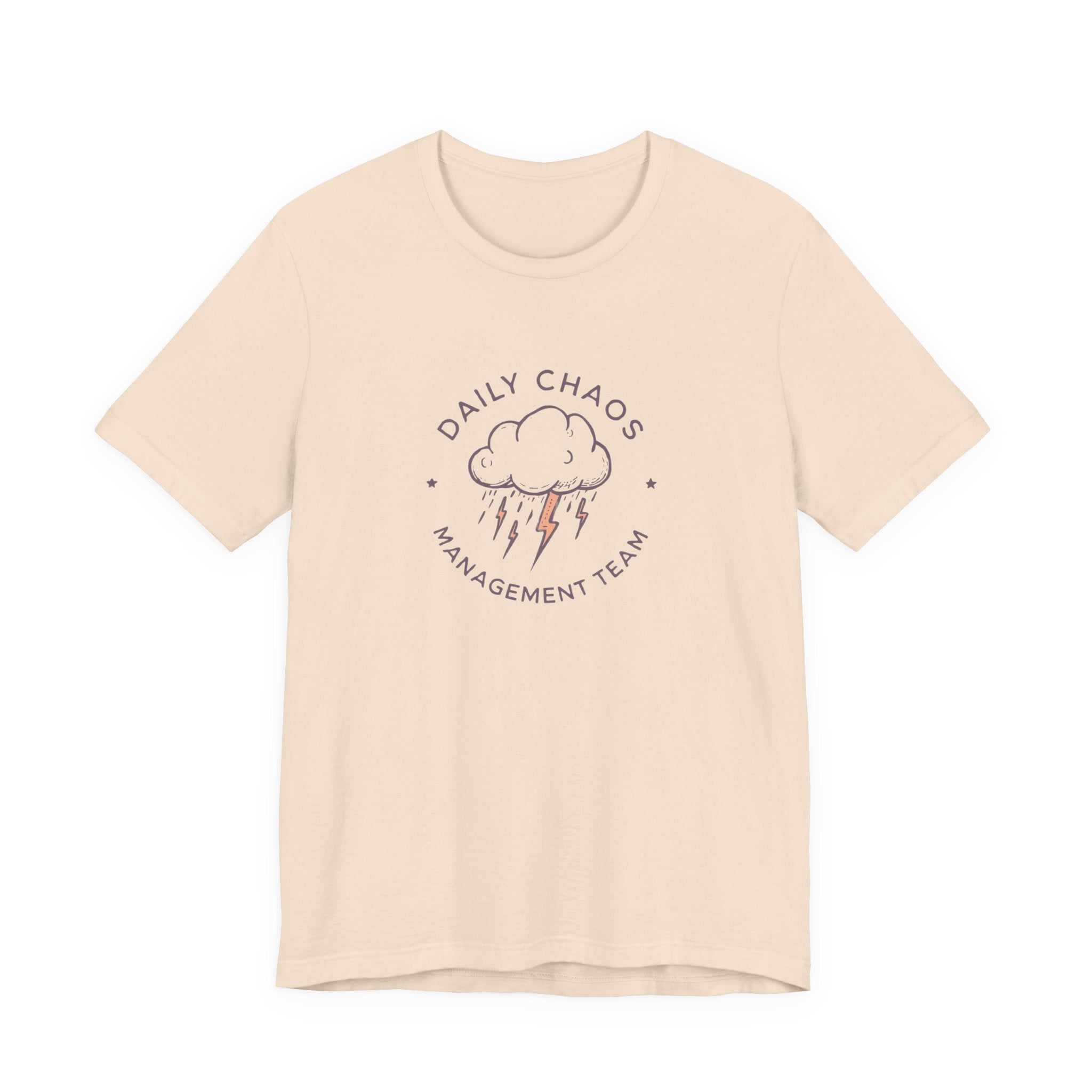 Daily Chaos Management Team Tee — Cute Lightning Cloud Graphic T-Shirt