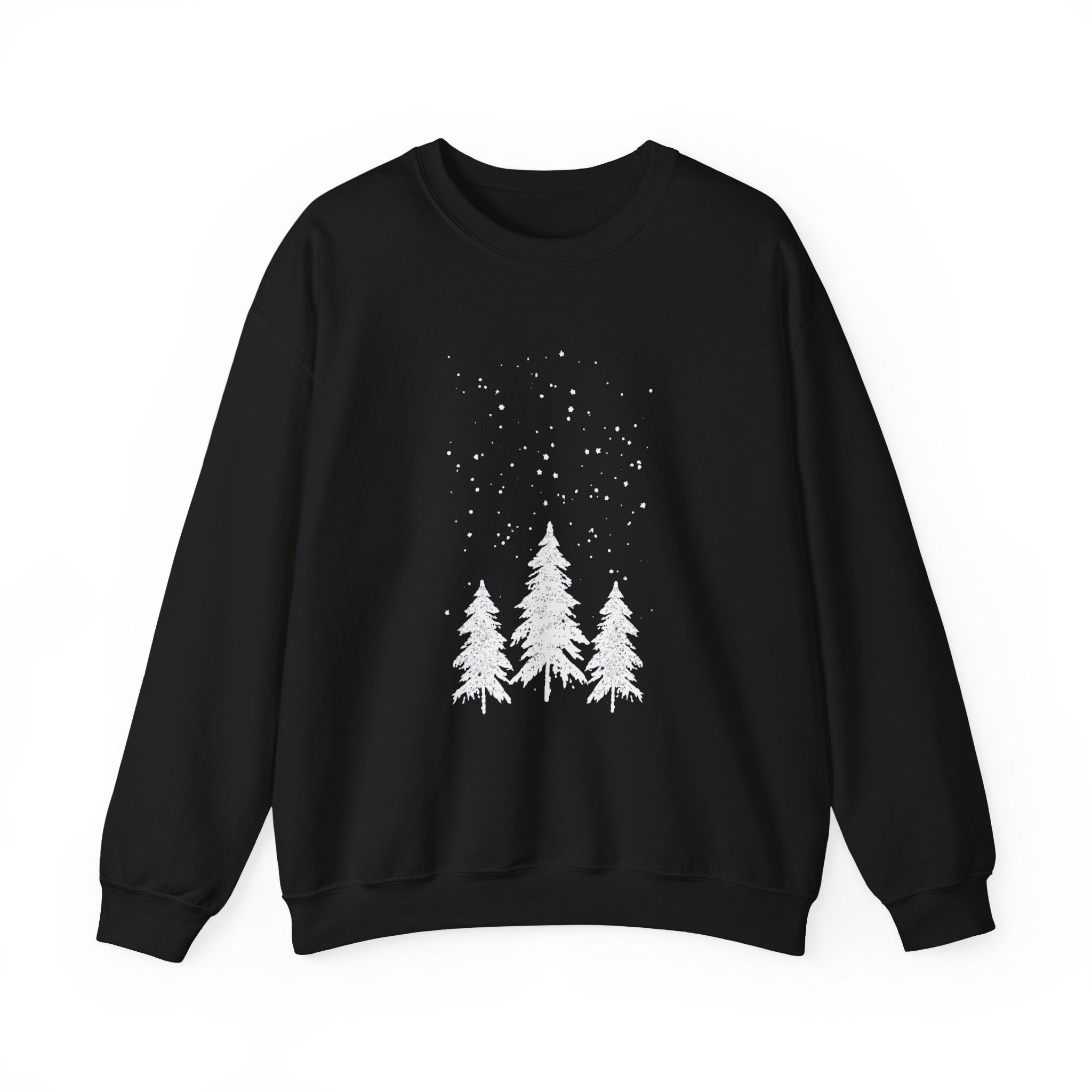 Winter Pines Crewneck Sweatshirt — Snowy Forest Holiday Sweatshirt