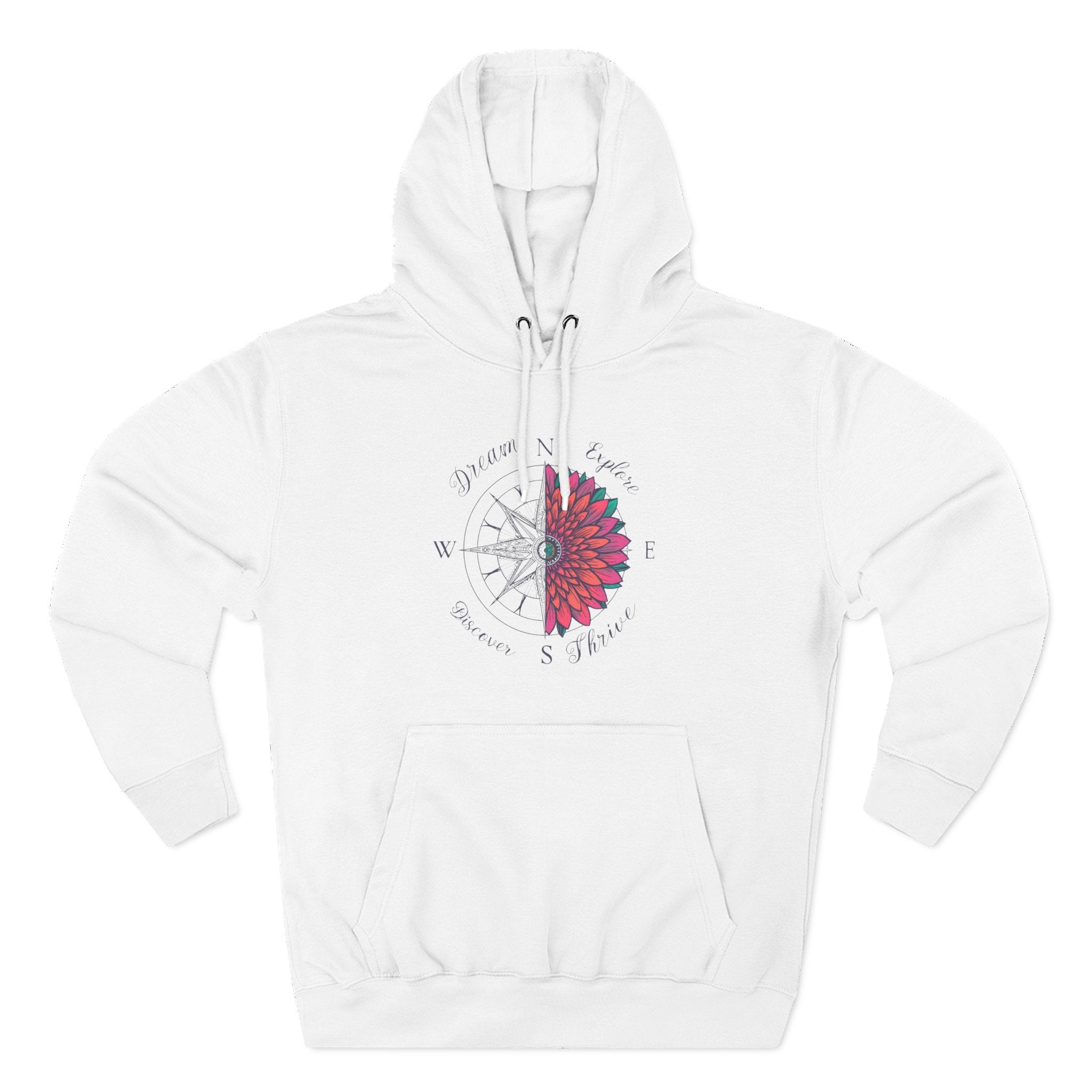 Compass Flower Hoodie — 'Find Your True North' Cozy Fleece Pullover