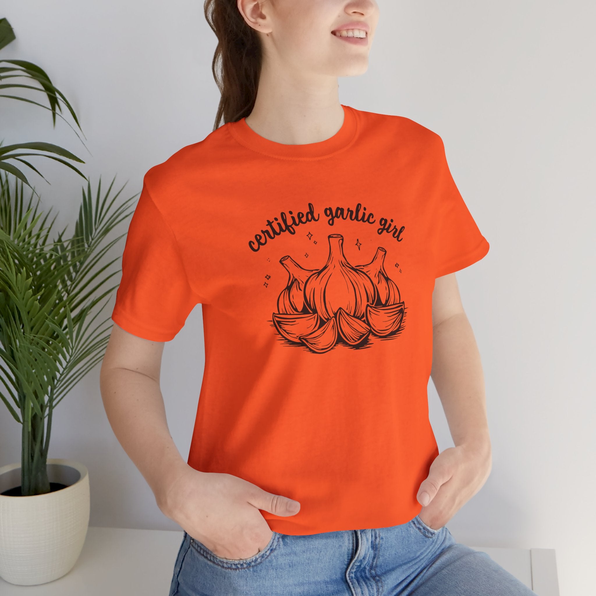 Certified Garlic Girl T‑Shirt — Cute Garlic Illustration Tee for Foodies & Gardeners