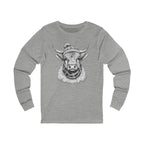 Highland Cow Sketch Long Sleeve Tee — Rustic Farm Animal Graphic Shirt