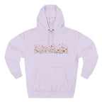 Floral Meadow Fleece Hoodie — Soft Boho Wildflower Stripe Design