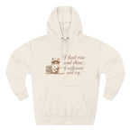 Cozy Raccoon Coffee Hoodie — "I don't rise and shine... I caffeinate and try" Fleece Pullover