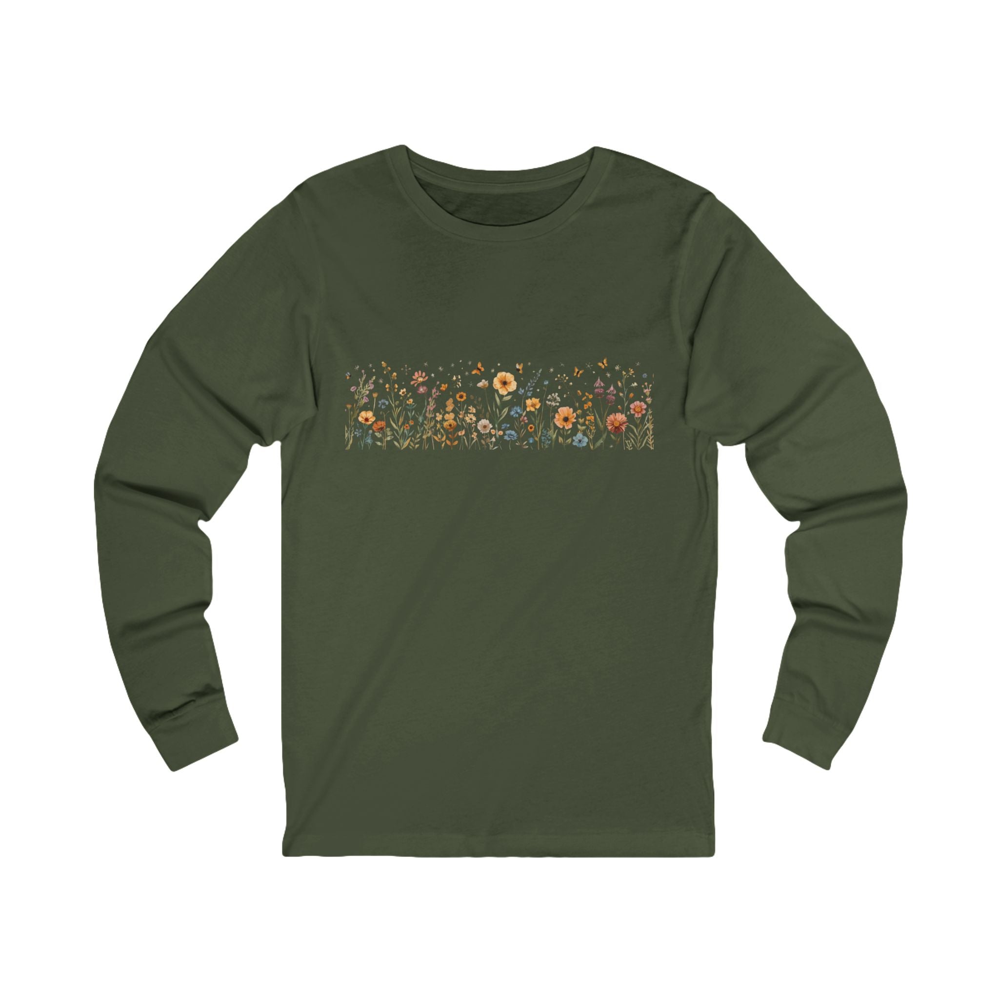 Long Sleeve Tee — Delicate Wildflower Field Graphic