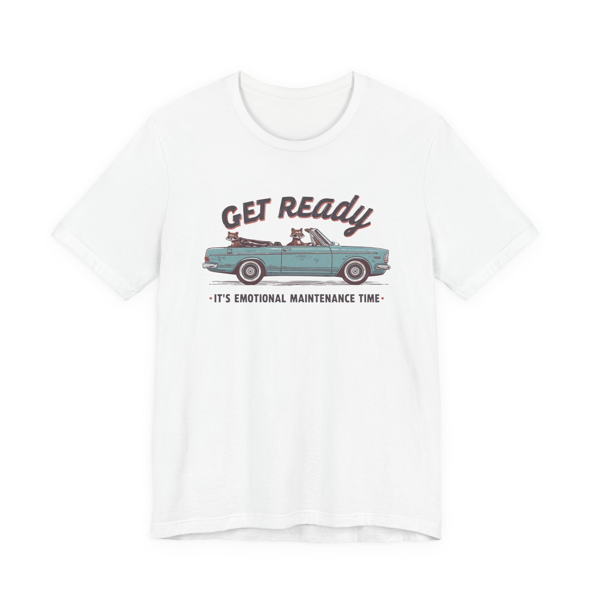 Get Ready Convertible Tee — “It’s Emotional Maintenance Time” Vintage Car Graphic