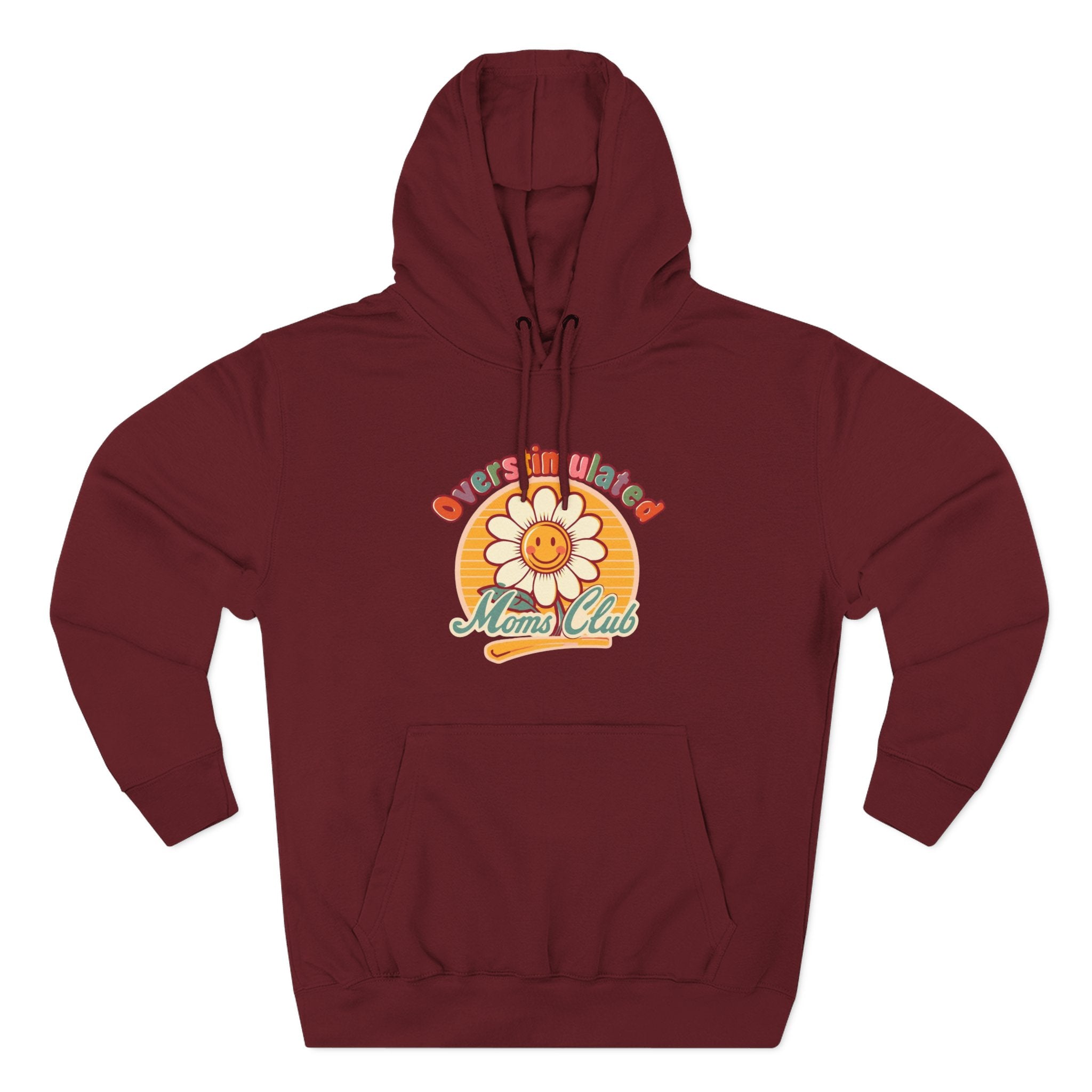 Retro "Moms Club" Fleece Hoodie — Sunshine Flower Graphic