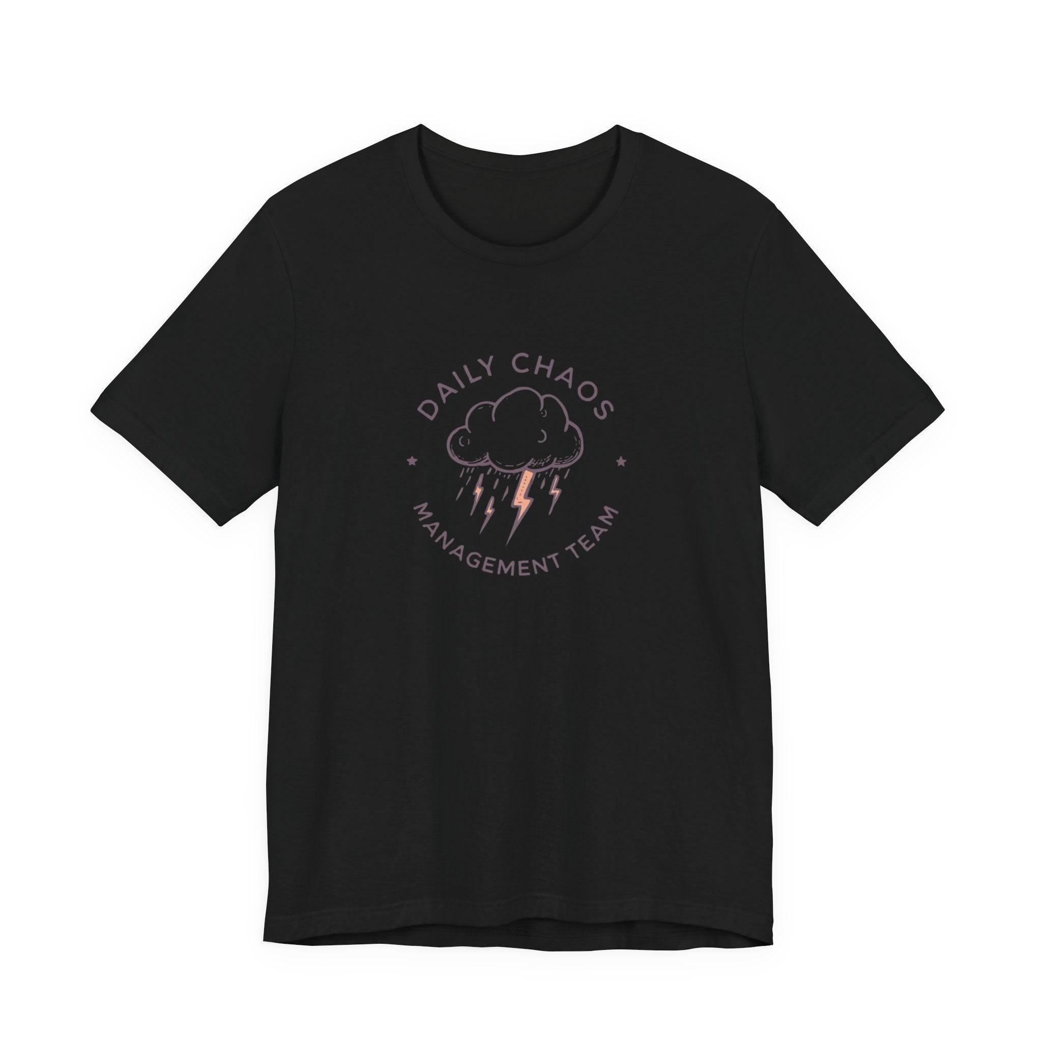 Daily Chaos Management Team Tee — Cute Lightning Cloud Graphic T-Shirt