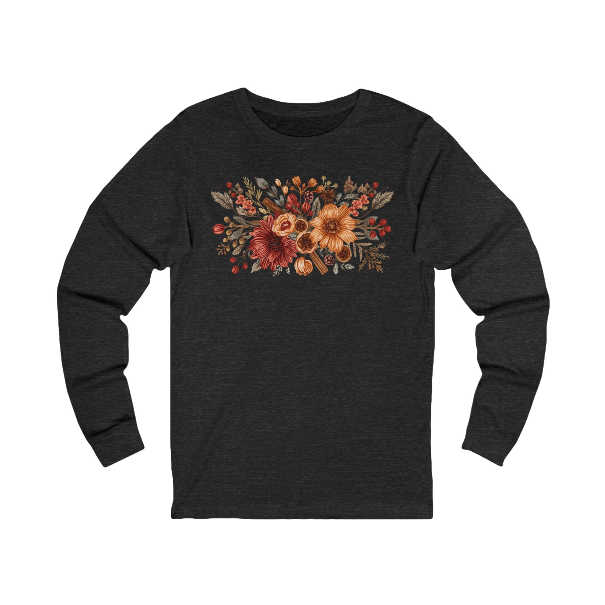 Autumn Bloom Long Sleeve Tee — Rustic Fall Floral Shirt