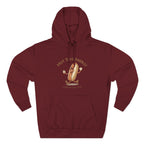 Hot Dog Energy Hoodie — Funny Cartoon Hotdog "Living My Best Bite" Pullover