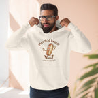 Hot Dog Energy Hoodie — Funny Cartoon Hotdog "Living My Best Bite" Pullover