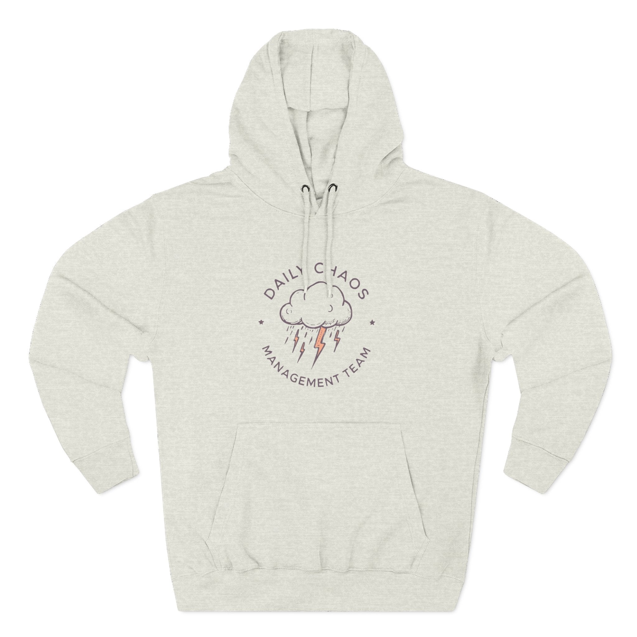 Daily Chaos Management Team Hoodie – Cloud & Lightning Graphic Fleece Pullover