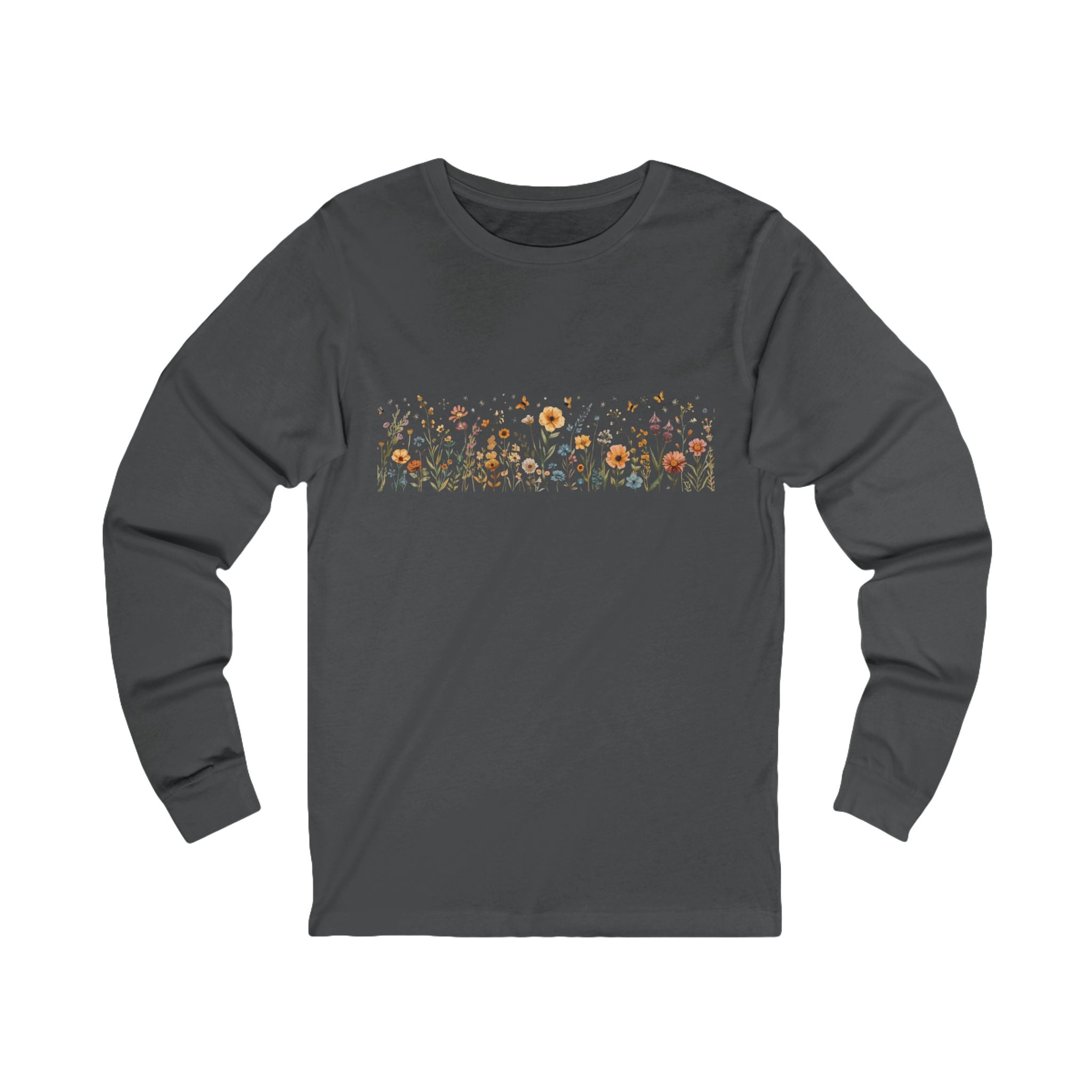 Long Sleeve Tee — Delicate Wildflower Field Graphic