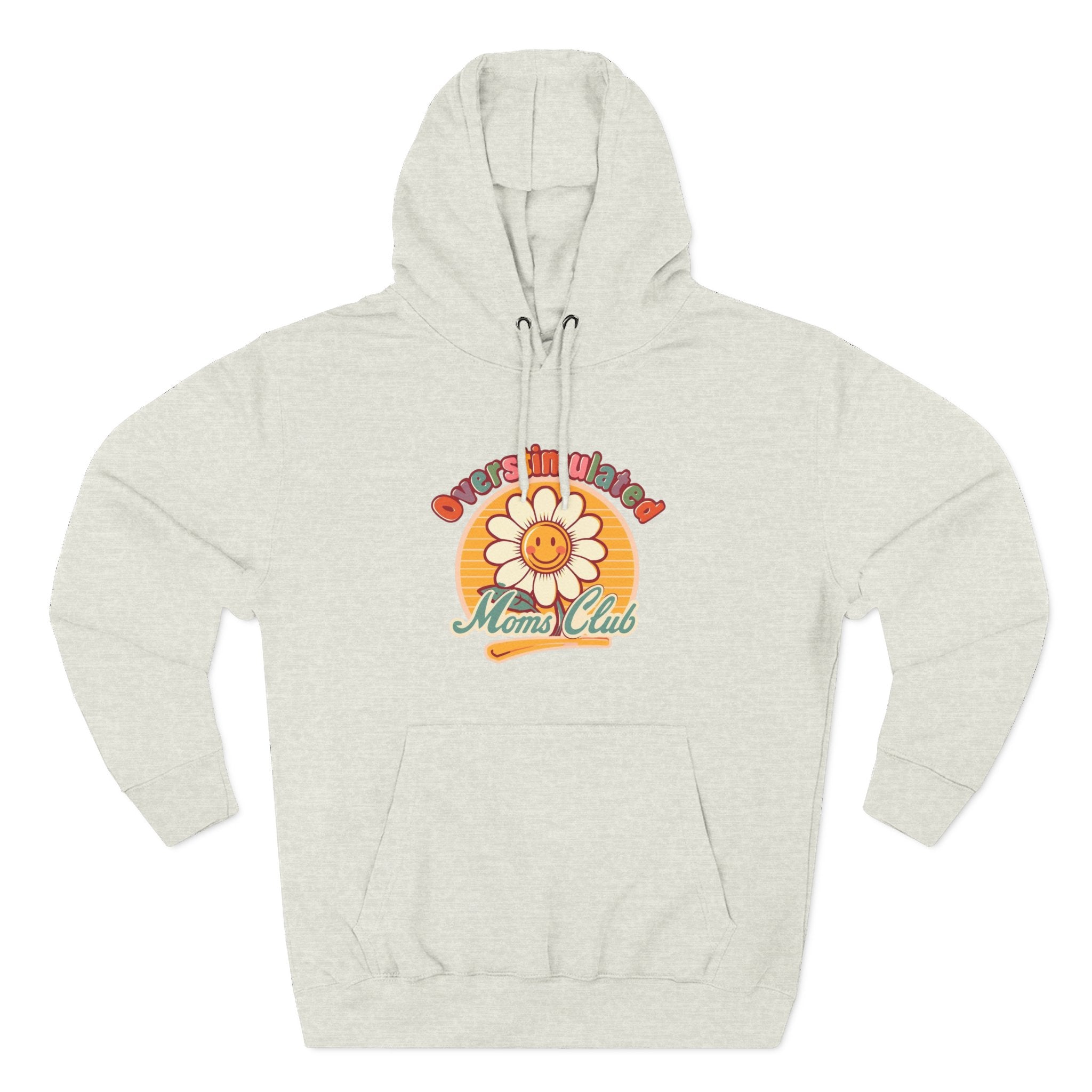 Retro "Moms Club" Fleece Hoodie — Sunshine Flower Graphic