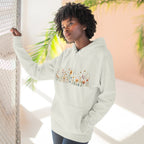 Floral Meadow Fleece Hoodie — Soft Boho Wildflower Stripe Design