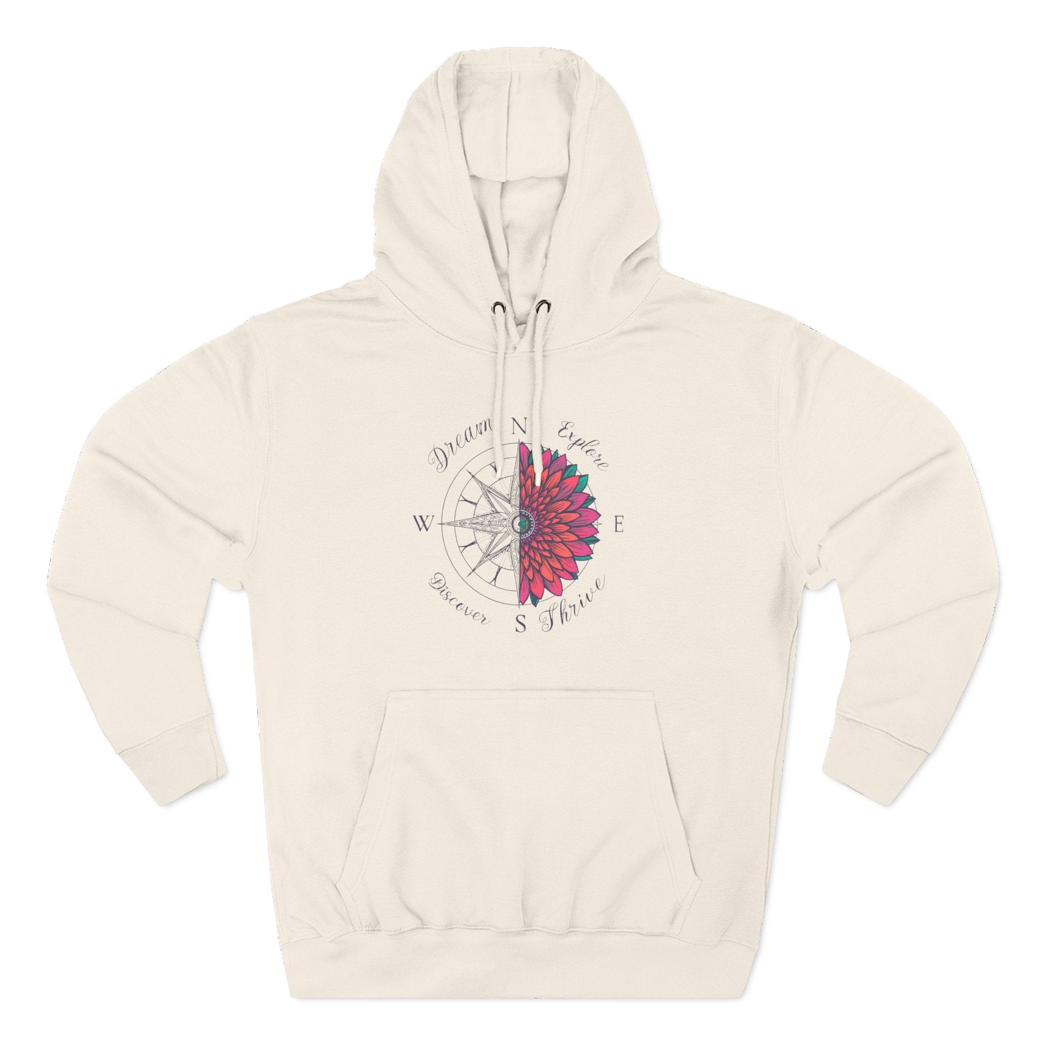 Compass Flower Hoodie — 'Find Your True North' Cozy Fleece Pullover