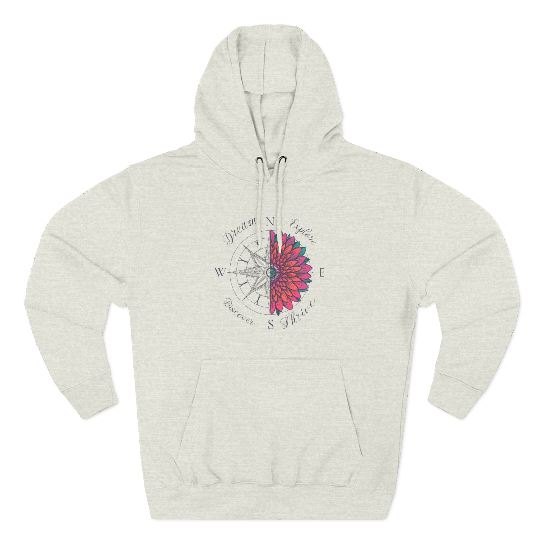 Compass Flower Hoodie — 'Find Your True North' Cozy Fleece Pullover