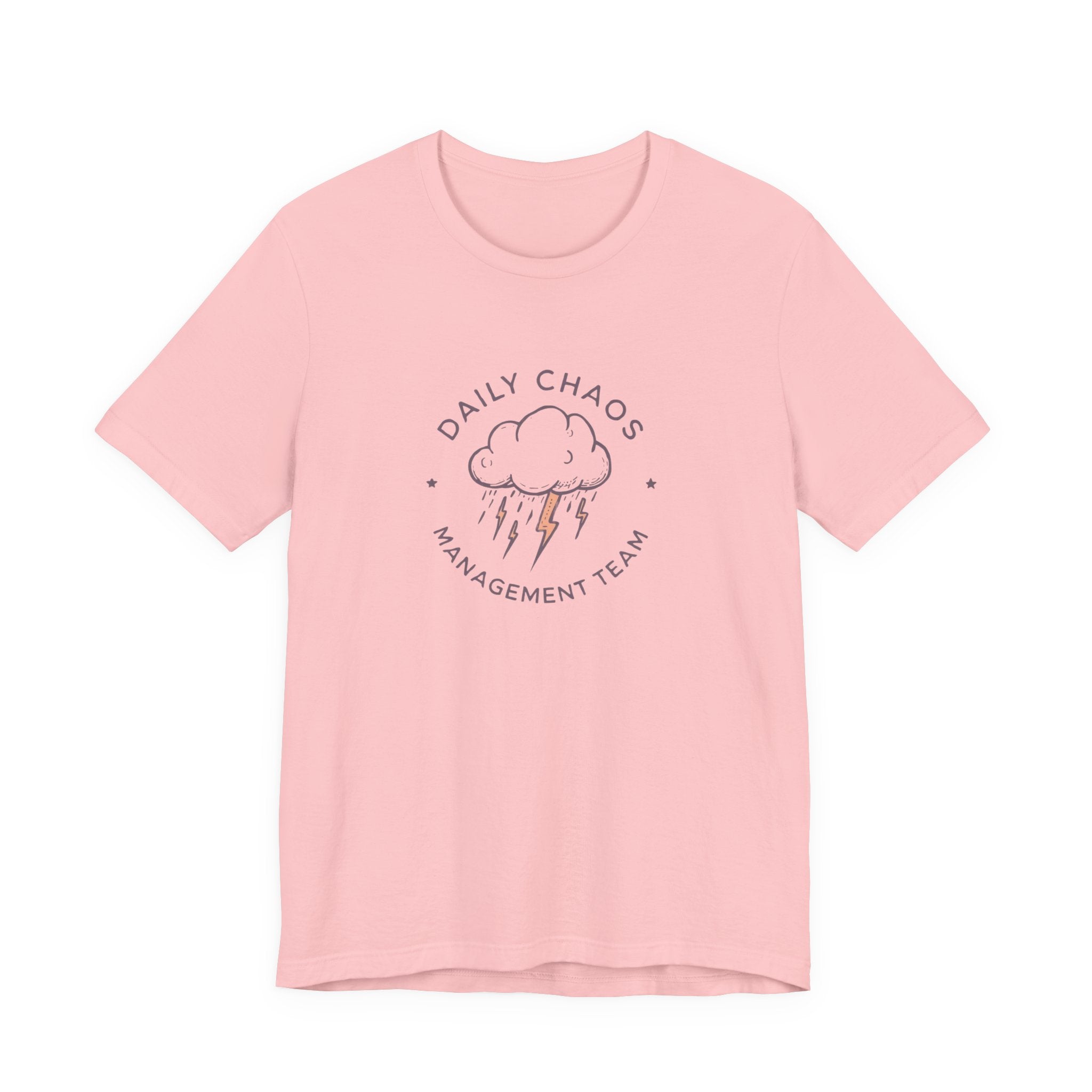 Daily Chaos Management Team Tee — Cute Lightning Cloud Graphic T-Shirt