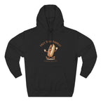 Hot Dog Energy Hoodie — Funny Cartoon Hotdog "Living My Best Bite" Pullover