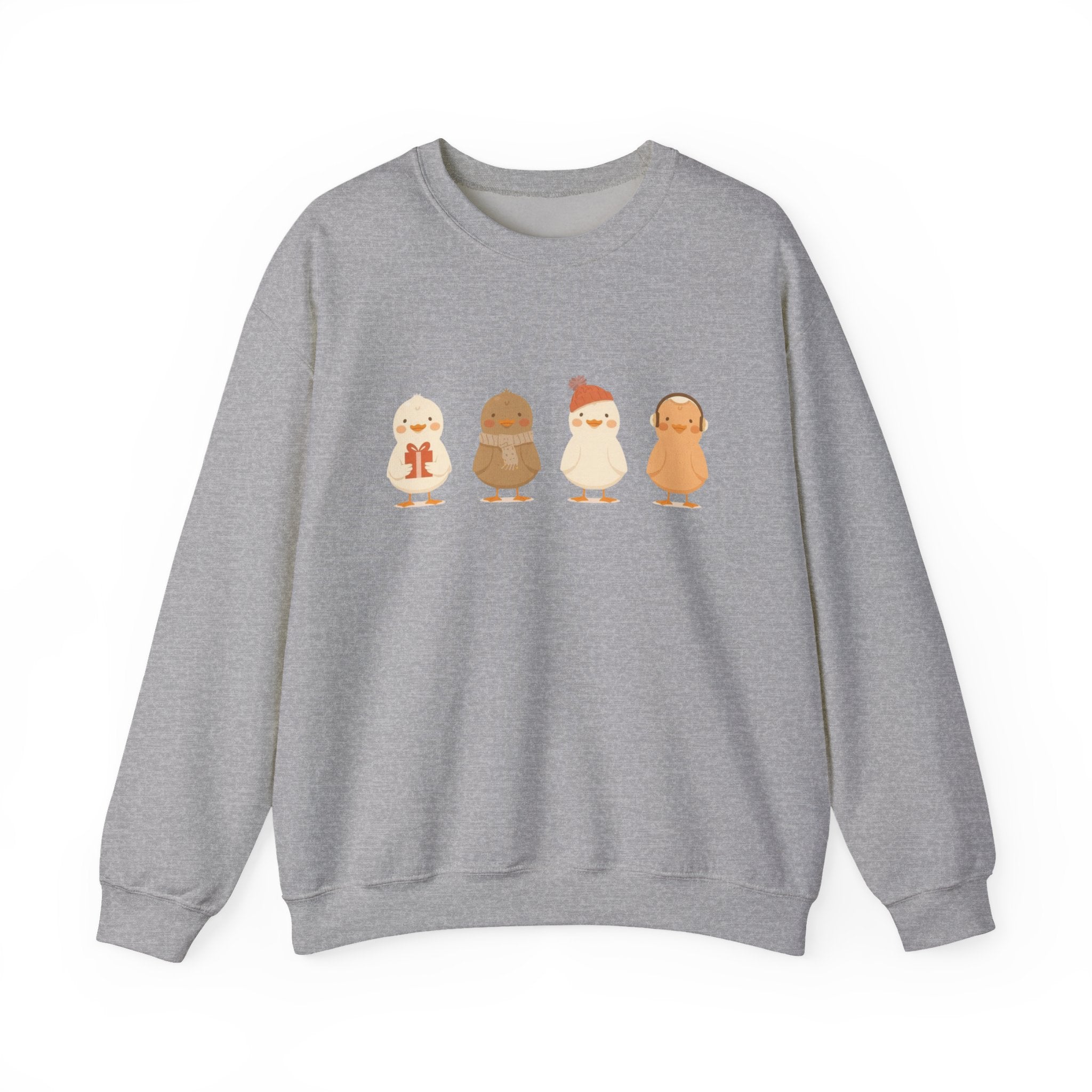 Cute Chick Friends Crewneck Sweatshirt — Adorable Cartoon Chickens Graphic