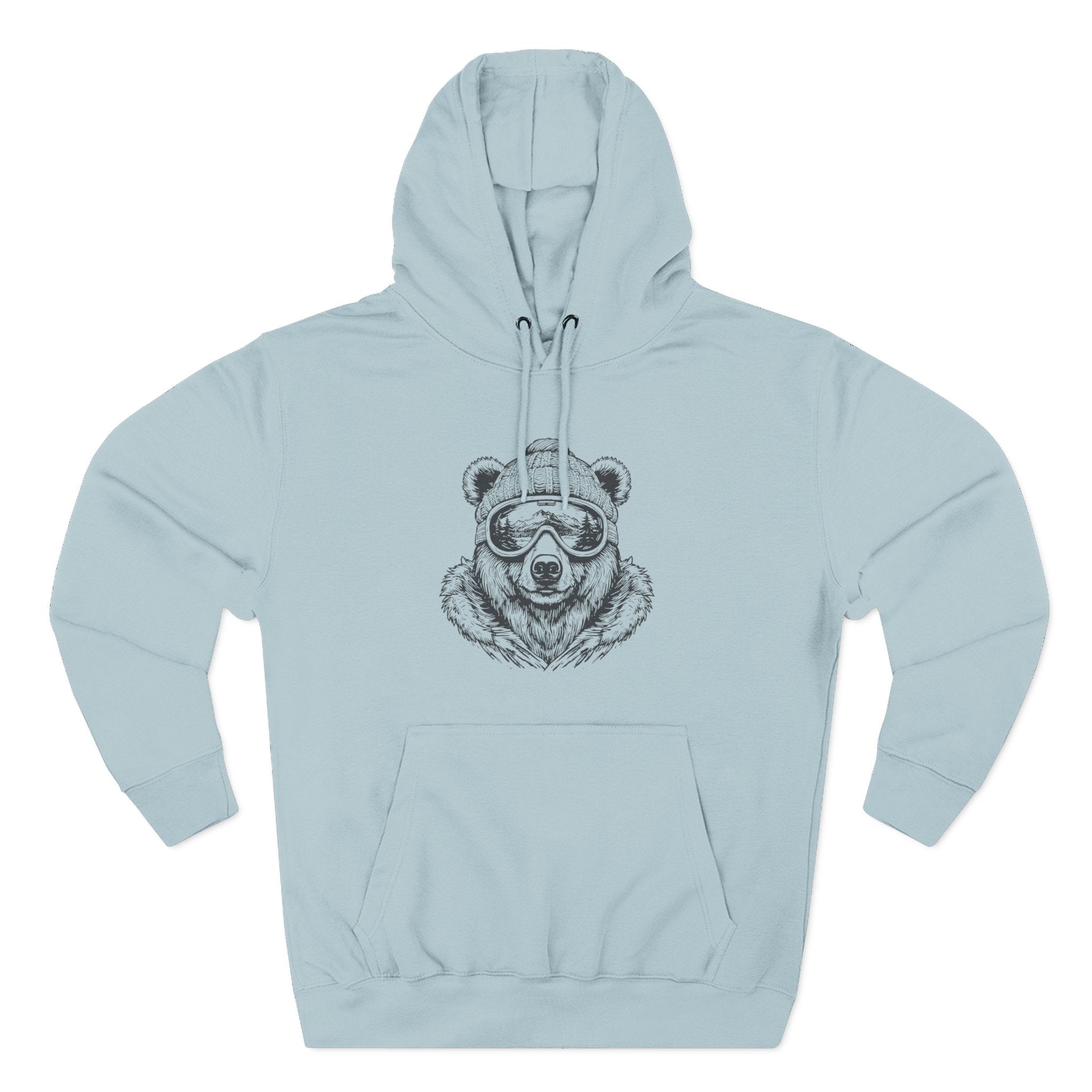 Bear Sketch Hoodie — Cool Bear with Sunglasses Fleece Pullover