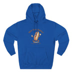 Hot Dog Energy Hoodie — Funny Cartoon Hotdog "Living My Best Bite" Pullover