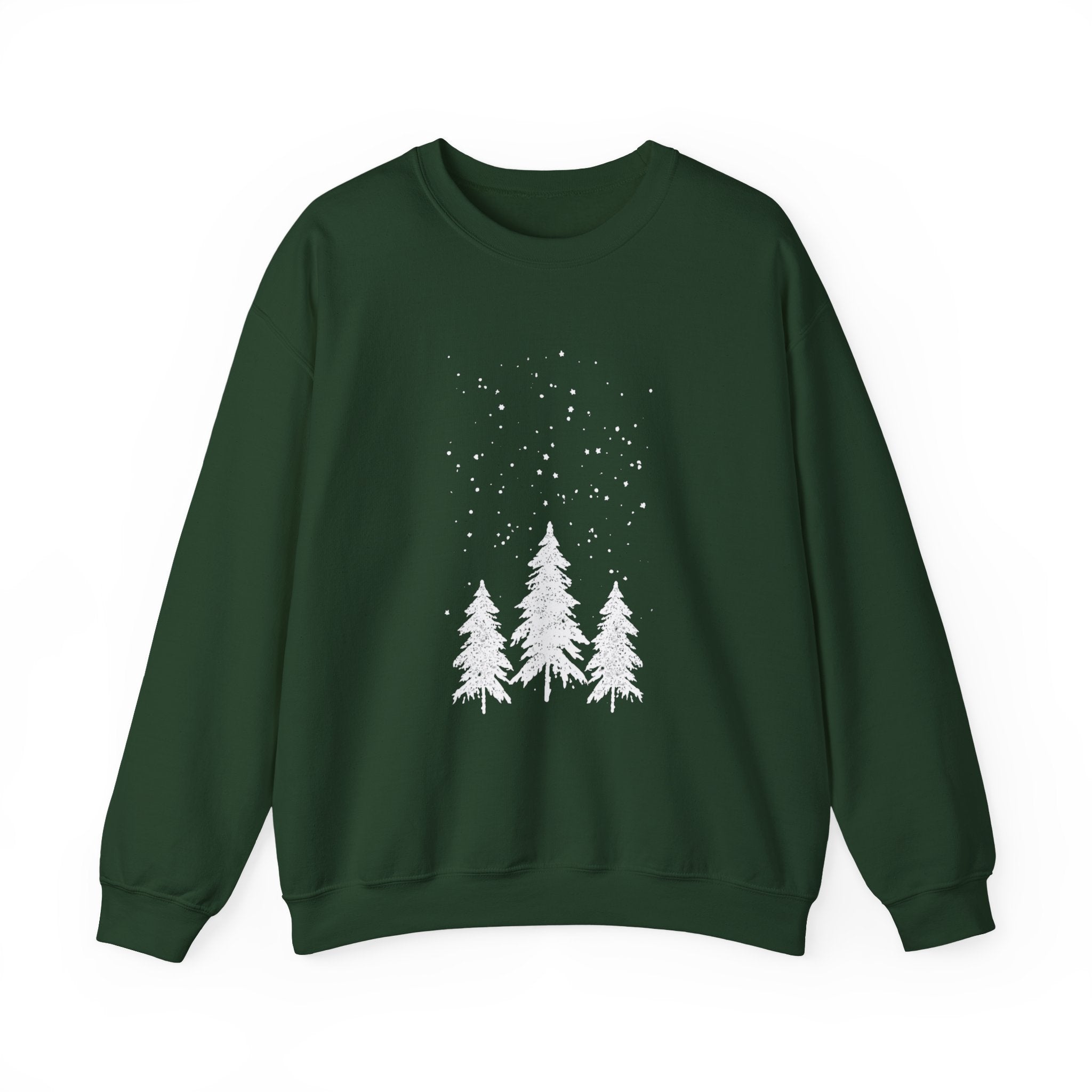 Winter Pines Crewneck Sweatshirt — Snowy Forest Holiday Sweatshirt